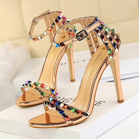 Bigtree Peep Toe Rhinestone Heels