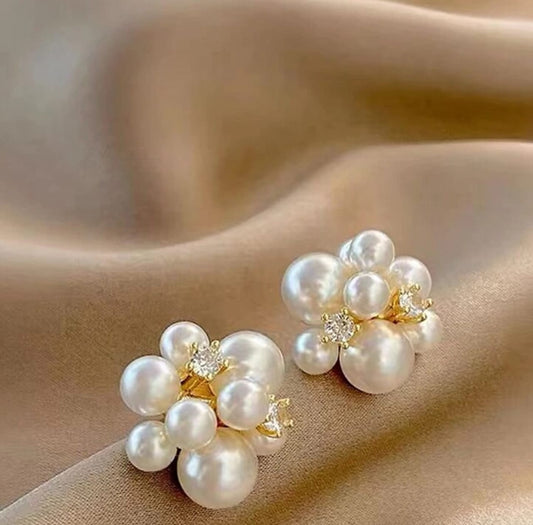 Faux Pearl & Rhinestone Earrings