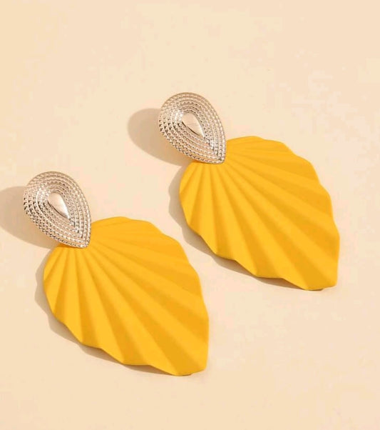 Two Tone Leaf Drop Earrings