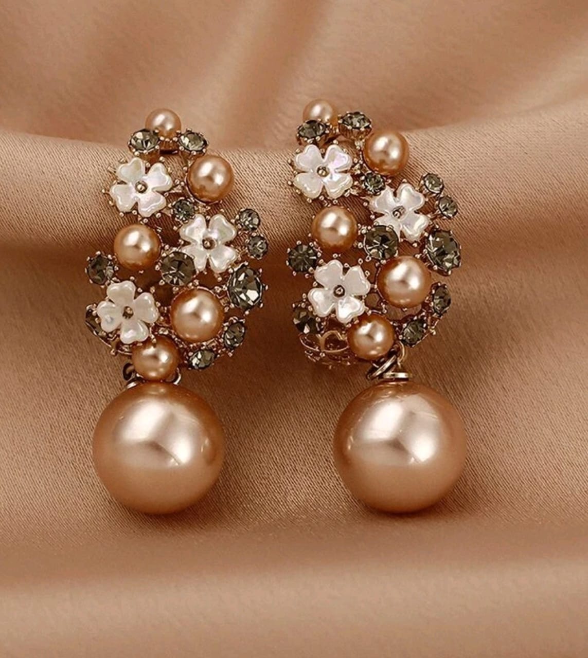 Rhinestone & Flower Earrings